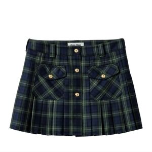 TARTAN plaid Mini Skirt - Green and Blue